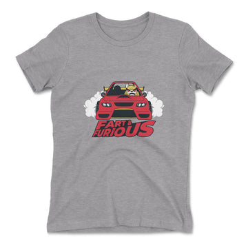 Fart And Furious Womens T-Shirt in Heather Grey color